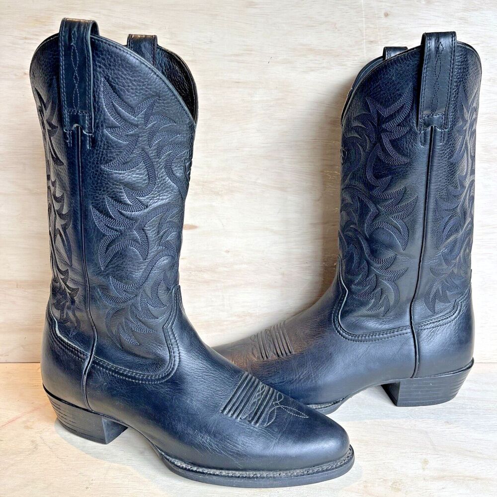 Ariat Mens Size 10 D Black Leather Cowboy Western Boots Style 34770